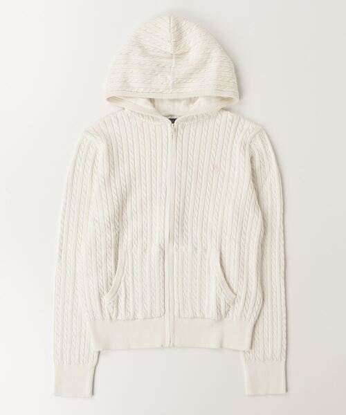 POLO RALPH LAUREN CHILDRENSWEAR(ポロ ラルフ ローレン チルドレンズウェア)の「ミニケーブル コットン フルジップ フーディ(ニット/セーター・キッズ・ホワイト・L/XL/M/S)」の4枚目の写真