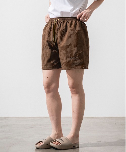 OFFSHORE(オフショア)の「CLASSIC PIPE LINE LOGO SHORTS/サッカー生地ショーツ(その他パンツ・メンズ・ブラウン/オリーブ・S/M/L/XL)」の1枚目の写真