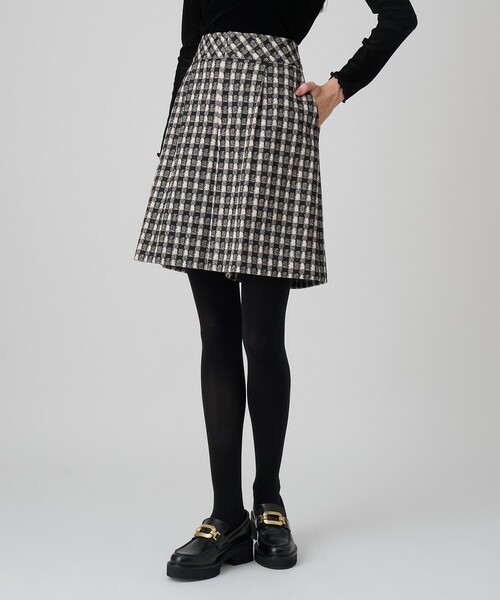 セットアップ対応商品】ツイーディージャガードキュロットパンツ