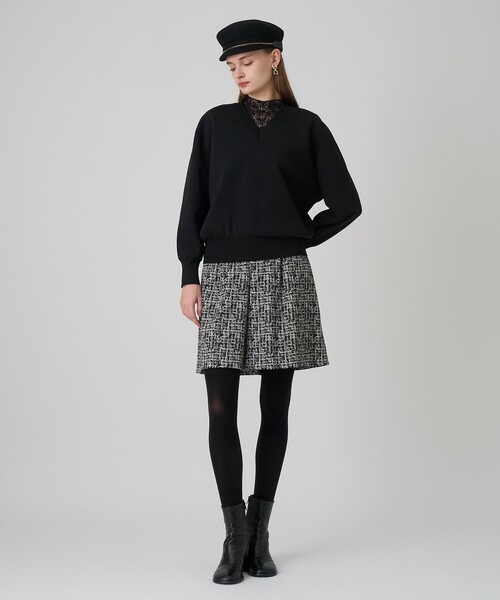 セットアップ対応商品】ツイーディージャガードキュロットパンツ