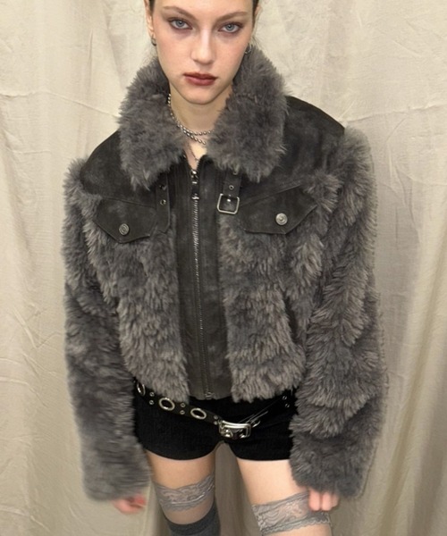 SHAGGIE（シャギー）の「【ViVi掲載】スタンドファームートンコート（ムートンコート・レディース・ブラウン/グレー・FREE）」の2枚目の写真