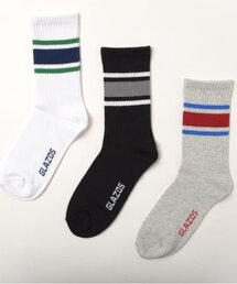 GLAZOS | 【大人向けサイズあり】クルー丈ラインソックス3足セット(ソックス/靴下)