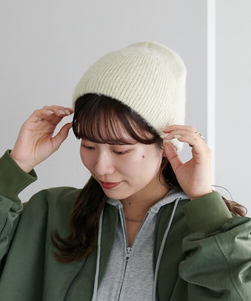 DISCOAT（ディスコート）の「ブラッシングビーニー（ニットキャップ/ビーニー・レディース・アイボリー/ブラック/グレー・FREE）」の2枚目の写真