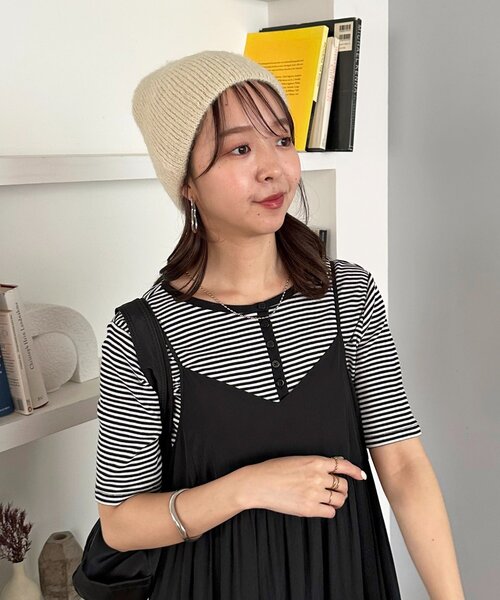 DISCOAT（ディスコート）の「ブラッシングビーニー（ニットキャップ/ビーニー・レディース・アイボリー/ブラック/グレー・FREE）」の19枚目の写真