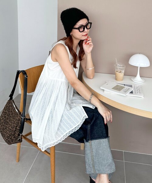 DISCOAT（ディスコート）の「ブラッシングビーニー（ニットキャップ/ビーニー・レディース・アイボリー/ブラック/グレー・FREE）」の8枚目の写真