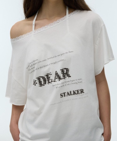 DEARSTALKER（ディアストーカー）の「DEARSTALKER／DEARオフショルダーＴ（Tシャツ/カットソー・レディース・チャコール/ホワイト・FREE）」の16枚目の写真