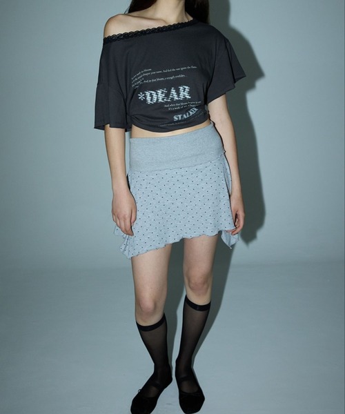 DEARSTALKER（ディアストーカー）の「DEARSTALKER／DEARオフショルダーＴ（Tシャツ/カットソー・レディース・チャコール/ホワイト・FREE）」の8枚目の写真