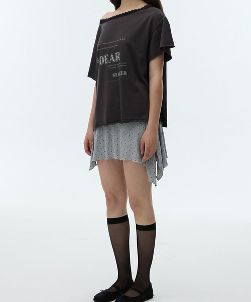 DEARSTALKER（ディアストーカー）の「DEARSTALKER／DEARオフショルダーＴ（Tシャツ/カットソー・レディース・チャコール/ホワイト・FREE）」の11枚目の写真