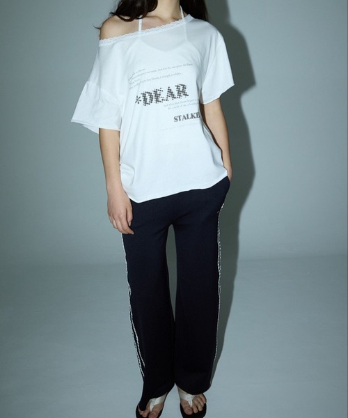 DEARSTALKER（ディアストーカー）の「DEARSTALKER／DEARオフショルダーＴ（Tシャツ/カットソー・レディース・チャコール/ホワイト・FREE）」の19枚目の写真
