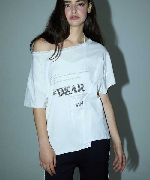 DEARSTALKER（ディアストーカー）の「DEARSTALKER／DEARオフショルダーＴ（Tシャツ/カットソー・レディース・チャコール/ホワイト・FREE）」の20枚目の写真