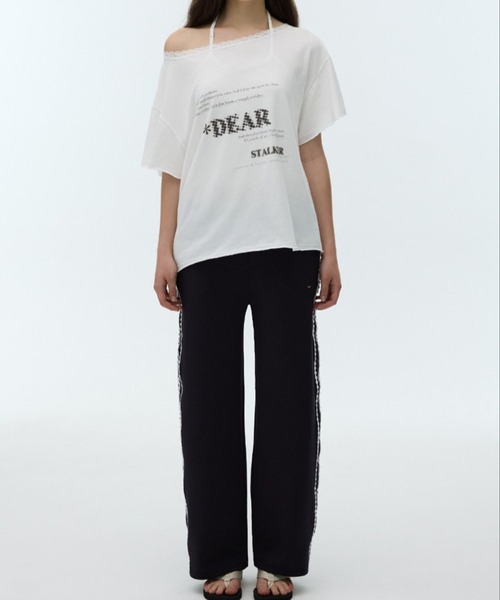 DEARSTALKER（ディアストーカー）の「DEARSTALKER／DEARオフショルダーＴ（Tシャツ/カットソー・レディース・チャコール/ホワイト・FREE）」の21枚目の写真