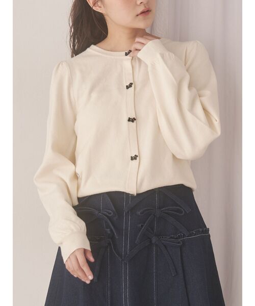 merry jenny カーディガン アイボリー クロシェカーディガン（オフ