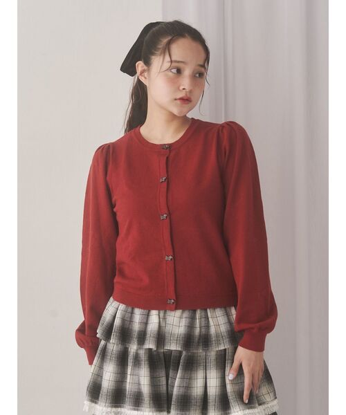 merry jenny（メリージェニー）の「terrier button knit cardigan（カーディガン/ボレロ・レディース・ブラック/アイボリー/レッド・FREE）」の11枚目の写真