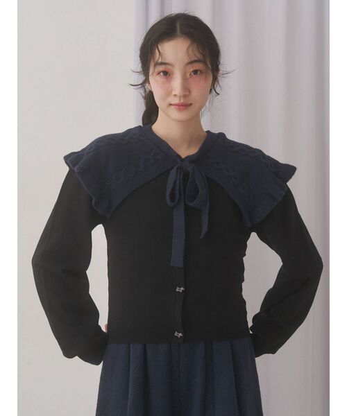 merry jenny（メリージェニー）の「terrier button knit cardigan（カーディガン/ボレロ・レディース・ブラック/アイボリー/レッド・FREE）」の16枚目の写真