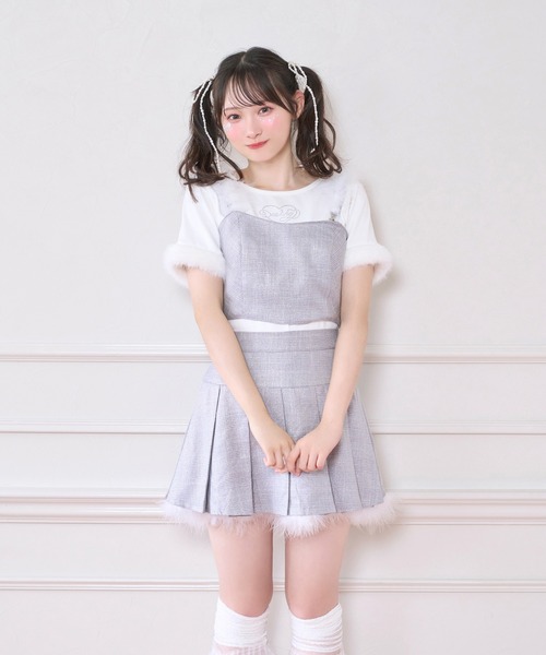 Honey Cinnamon(ハニーシナモン)の「ポイントフェザーラメチェックセットアップ(セットアップ・レディース・ブラック/グレー・FREE)」の3枚目の写真