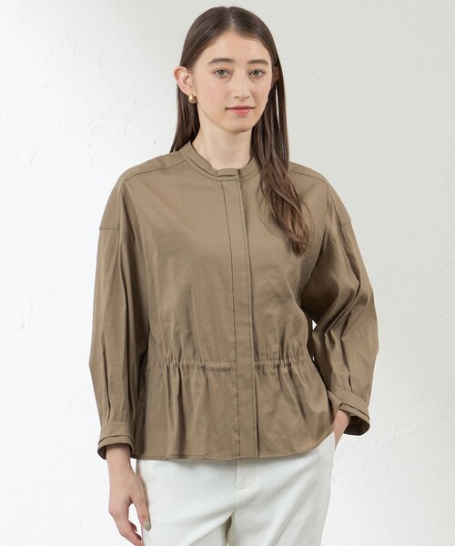 美品 AMACA ナチュラルドライオーガンジーワンピース シャツワンピース 羽織 amaca（アマカ）の「ナチュラルドライオーガンジーワンピース