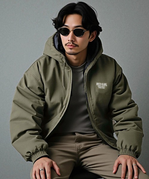 RED KAP(レッドキャップ)の「REDKAP/レッドキャップ ダックフーデットジャケット アメカジ アウター 中綿 ワークジャケット(ブルゾン・メンズ・ブラック/カーキ/ベージュ・L/M/XL)」の13枚目の写真