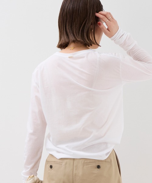 MICA&DEAL（マイカ＆ディール）の「シアーロングTシャツ（Tシャツ/カットソー・レディース・ライトグレー/オフホワイト/ブラック/オレンジ・FREE）」の8枚目の写真