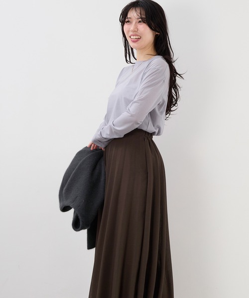 MICA&DEAL（マイカ＆ディール）の「シアーロングTシャツ（Tシャツ/カットソー・レディース・ライトグレー/オフホワイト/ブラック/オレンジ・FREE）」の20枚目の写真