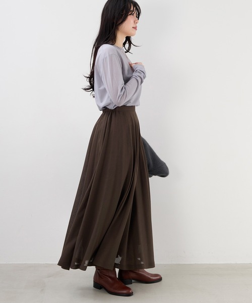 MICA&DEAL（マイカ＆ディール）の「シアーロングTシャツ（Tシャツ/カットソー・レディース・ライトグレー/オフホワイト/ブラック/オレンジ・FREE）」の21枚目の写真