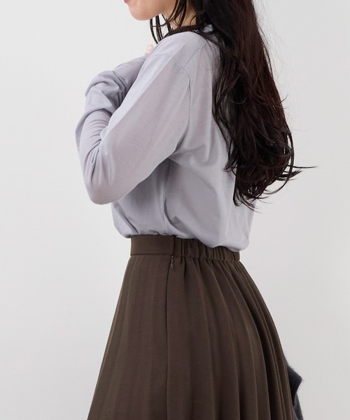 MICA&DEAL（マイカ＆ディール）の「シアーロングTシャツ（Tシャツ/カットソー・レディース・ライトグレー/オフホワイト/ブラック/オレンジ・FREE）」の22枚目の写真