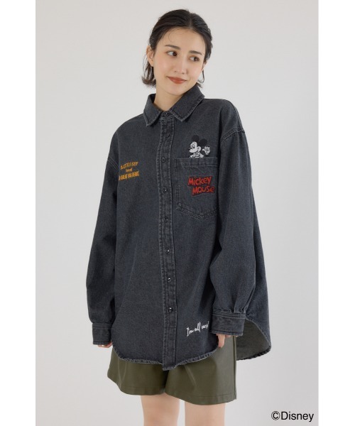 RODEO CROWNS WIDE BOWL（ロデオクラウンズワイドボウル）の「（ミッキー）DENIMシャツ（シャツ/ブラウス・レディース・ダークブラック/ブルー・FREE）」の5枚目の写真