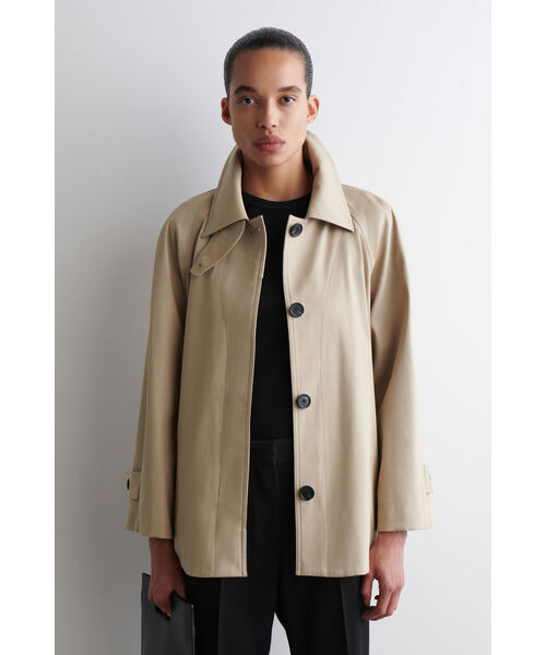 COS ベージュ トレンチコート KNITTED-COLLAR TRENCH COAT ニットカラートレンチコート ライト