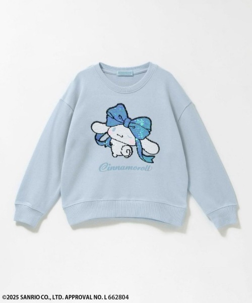sanrio(サンリオ)の「Sanrio キャラクター スパンコールトレーナー 【キティ シナモロール クロミ】(Tシャツ/カットソー・キッズ・サックスブルー/ラベンダー/オフホワイト・100/110/120/130/140/150/160)」の1枚目の写真