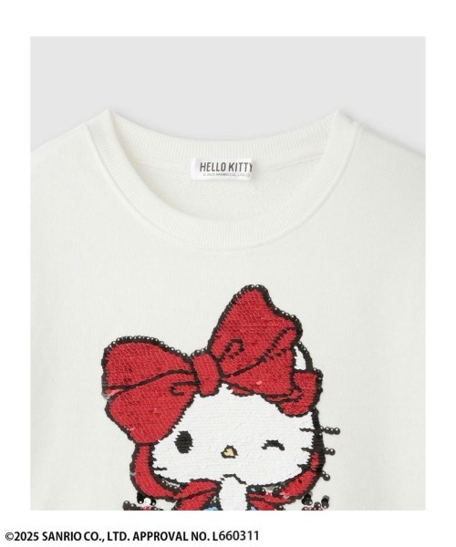sanrio(サンリオ)の「Sanrio キャラクター スパンコールトレーナー 【キティ シナモロール クロミ】(Tシャツ/カットソー・キッズ・サックスブルー/ラベンダー/オフホワイト・100/110/120/130/140/150/160)」の4枚目の写真
