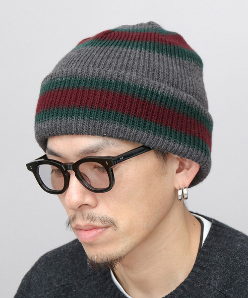 Basiquenti(ベーシックエンティ)の「リバーシブル ボーダー ニット帽 深め(ニットキャップ/ビーニー・メンズ・ブラック/グレー・FREE)」の2枚目の写真
