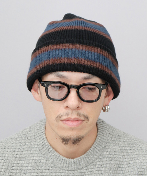 Basiquenti(ベーシックエンティ)の「リバーシブル ボーダー ニット帽 深め(ニットキャップ/ビーニー・メンズ・ブラック/グレー・FREE)」の15枚目の写真