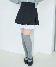 配色フリルプリーツスカート