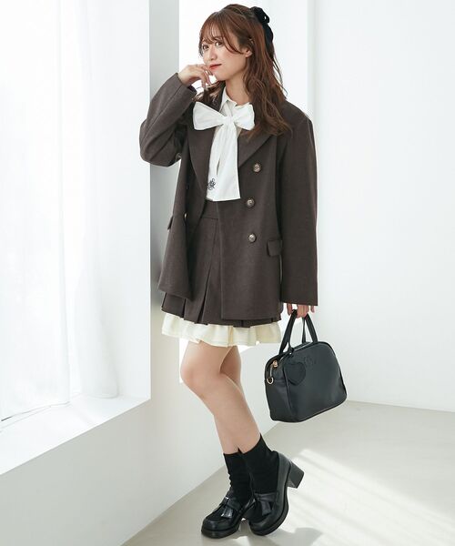 MAJESTIC LEGON(マジェスティックレゴン)の「配色フリルプリーツスカート(スカート・レディース・ブラウン/グレー・MEDIUM)」の3枚目の写真