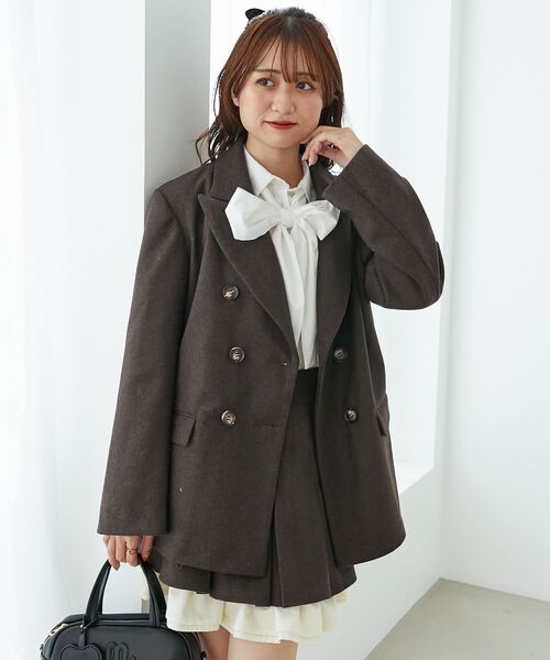 MAJESTIC LEGON(マジェスティックレゴン)の「配色フリルプリーツスカート(スカート・レディース・ブラウン/グレー・MEDIUM)」の4枚目の写真