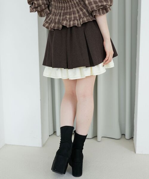 MAJESTIC LEGON(マジェスティックレゴン)の「配色フリルプリーツスカート(スカート・レディース・ブラウン/グレー・MEDIUM)」の10枚目の写真
