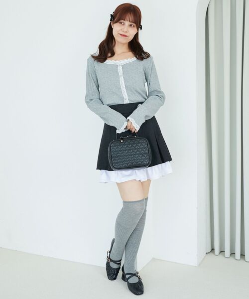 MAJESTIC LEGON(マジェスティックレゴン)の「配色フリルプリーツスカート(スカート・レディース・ブラウン/グレー・MEDIUM)」の14枚目の写真