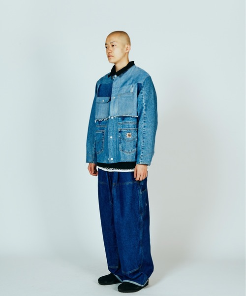 3246　Carhartt　カーハート　リメイク　再構築　ジャケット　デニム カーハート リメイク 再構築 デニムジャケット パッチワーク