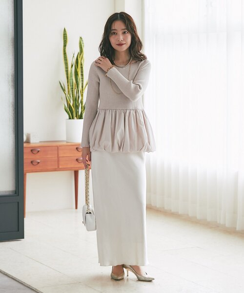 La boutique BonBon(ラブティックボンボン)の「【4サイズ展開あり】つやつやサテンロングナロースカート(スカート・レディース・ピンク/ミント/オフホワイト・38/PS/TM/36)」の19枚目の写真