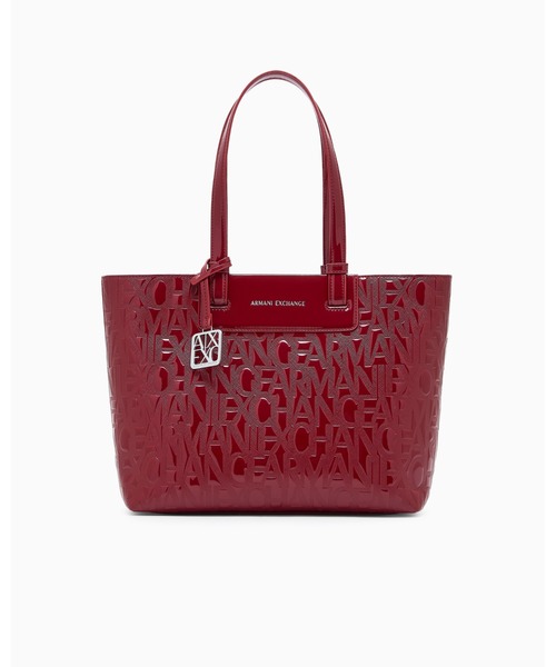 ARMANI EXCHANGE（アルマーニエクスチェンジ）の「【A|X アルマーニ エクスチェンジ】＜オンライン限定＞オールオーバーエンボスロゴ ミディアムトートバッグ(パテント)（トートバッグ・レディース・ワインレッド/ブラック・FREE）」の7枚目の写真