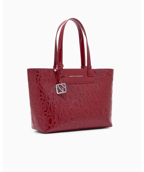 ARMANI EXCHANGE（アルマーニエクスチェンジ）の「【A|X アルマーニ エクスチェンジ】＜オンライン限定＞オールオーバーエンボスロゴ ミディアムトートバッグ(パテント)（トートバッグ・レディース・ワインレッド/ブラック・FREE）」の8枚目の写真
