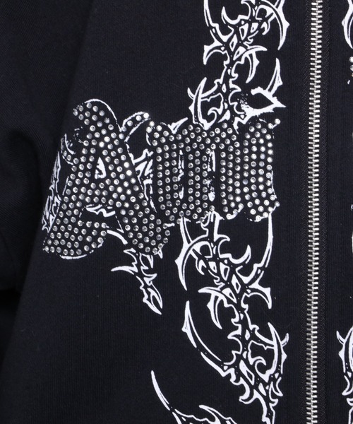 ファー付きAmiligeラインストーンZIPパーカー（パーカー）｜Amilige