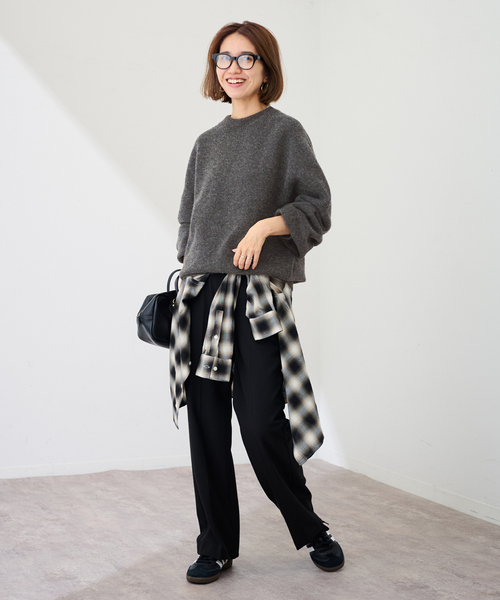 セール】クルーネック ミドルゲージプルオーバー（ニット/セーター