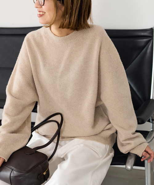 FRAMeWORK（フレームワーク）の「クルーネック ミドルゲージプルオーバー（ニット/セーター・レディース・サックスブルー/ベージュ/チャコールグレー・FREE）」の17枚目の写真