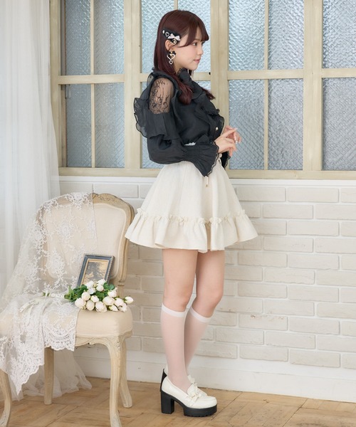 ブラウス シャツ ラッフルブラウス レディース ボウタイラッフル