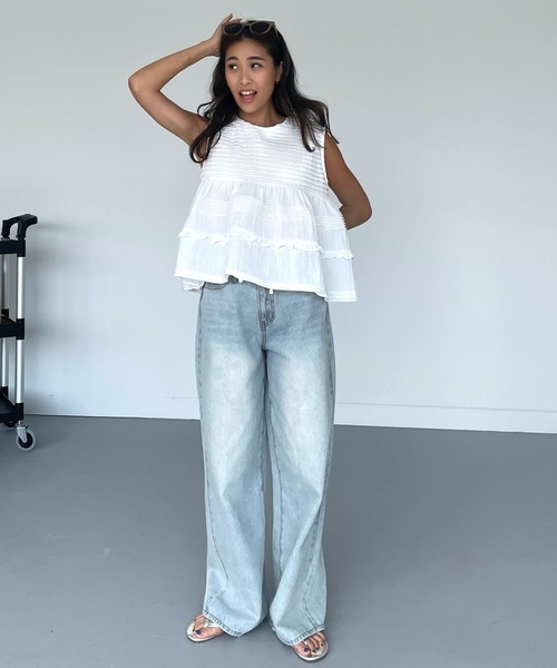 CHERI since1985(シェリ)の「CHワイドストレートデニムパンツ(デニムパンツ・レディース・ブルー・REGULAR/LONG)」の5枚目の写真