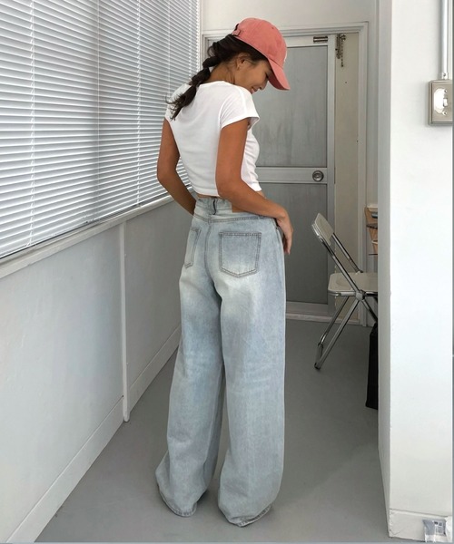 CHERI since1985(シェリ)の「CHワイドストレートデニムパンツ(デニムパンツ・レディース・ブルー・REGULAR/LONG)」の6枚目の写真