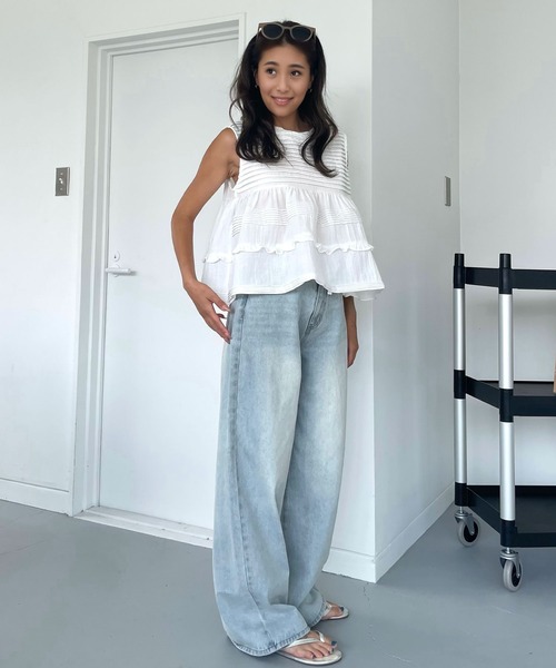 CHERI since1985(シェリ)の「CHワイドストレートデニムパンツ(デニムパンツ・レディース・ブルー・REGULAR/LONG)」の7枚目の写真