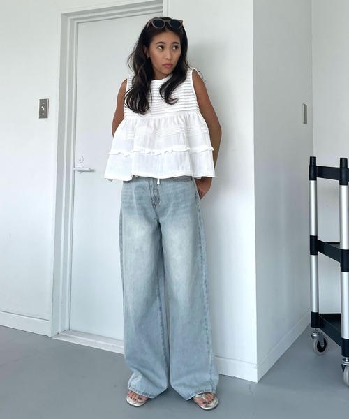 CHERI since1985(シェリ)の「CHワイドストレートデニムパンツ(デニムパンツ・レディース・ブルー・REGULAR/LONG)」の8枚目の写真