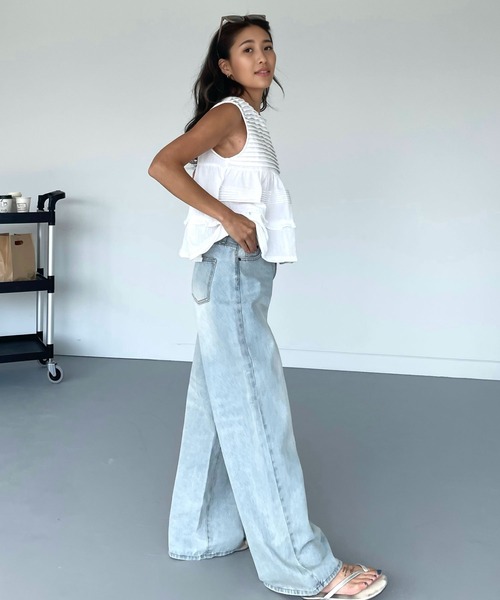 CHERI since1985(シェリ)の「CHワイドストレートデニムパンツ(デニムパンツ・レディース・ブルー・REGULAR/LONG)」の18枚目の写真
