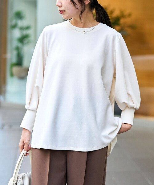 RONEL（ロネル）の「再入荷・新色登場【RONEL】カットジョーゼットボリュームスリーブブラウス（シャツ/ブラウス・レディース・ブラック/オフホワイト/モカ/ライトグレー/ネイビー・S/M）」の2枚目の写真